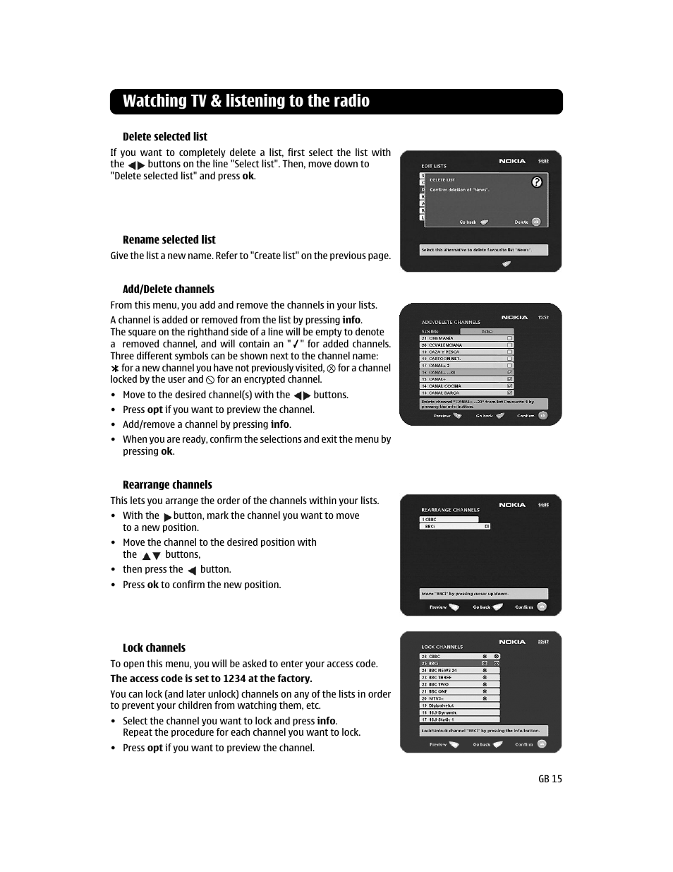 Watching tv & listening to the radio | Nokia MEDIAMASTER 110S User Manual | Page 15 / 20