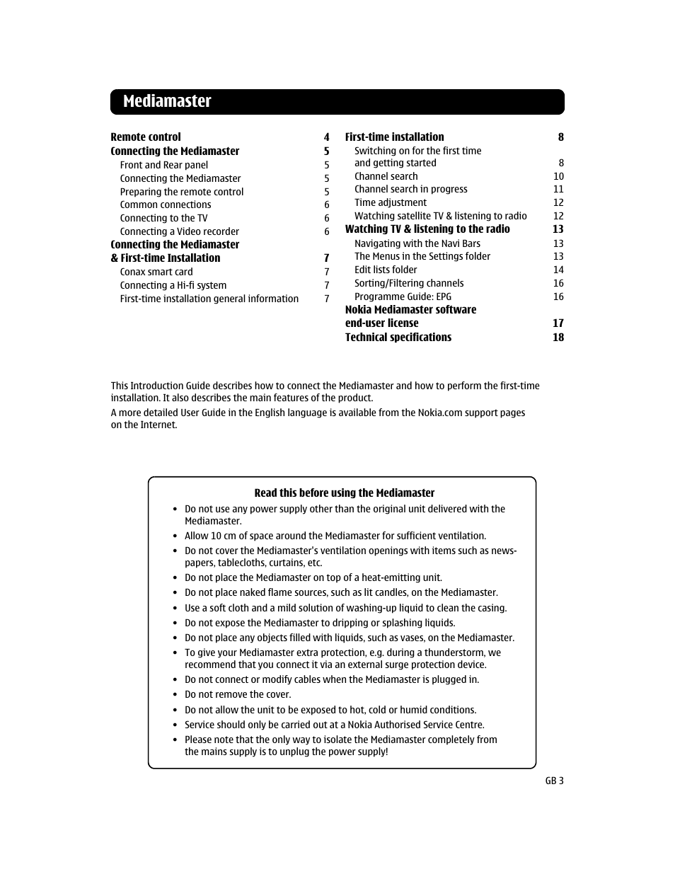 Mediamaster | Nokia MEDIAMASTER 110S User Manual | Page 3 / 20
