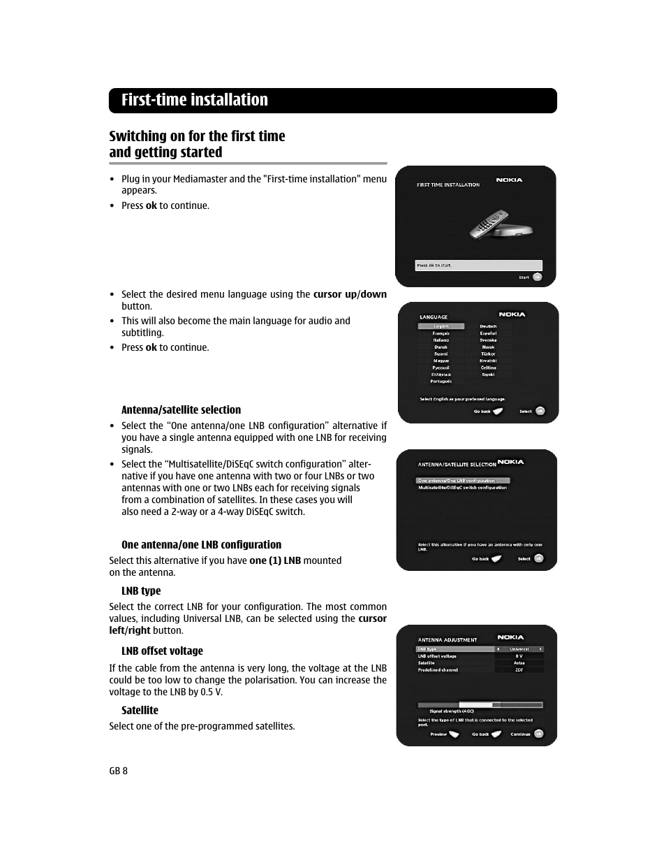 First-time installation | Nokia MEDIAMASTER 110S User Manual | Page 8 / 20