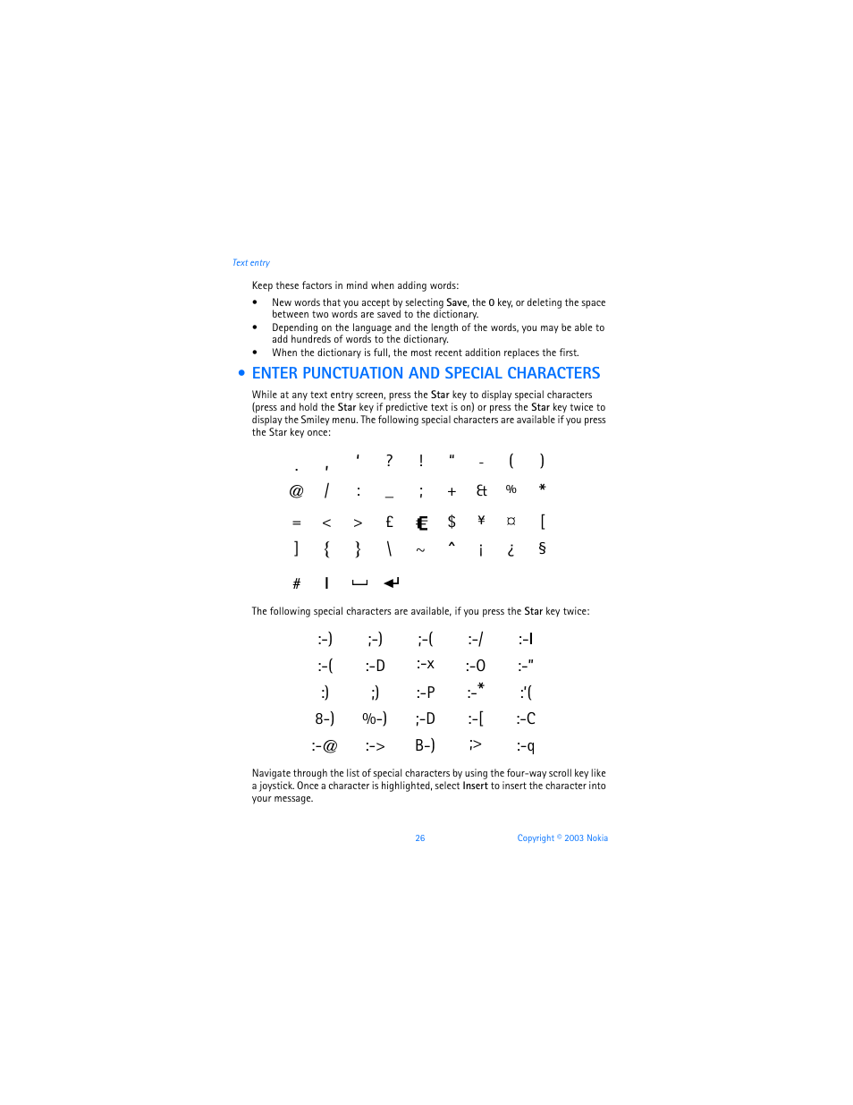 Enter punctuation and special characters | Nokia 3100b User Manual | Page 33 / 129