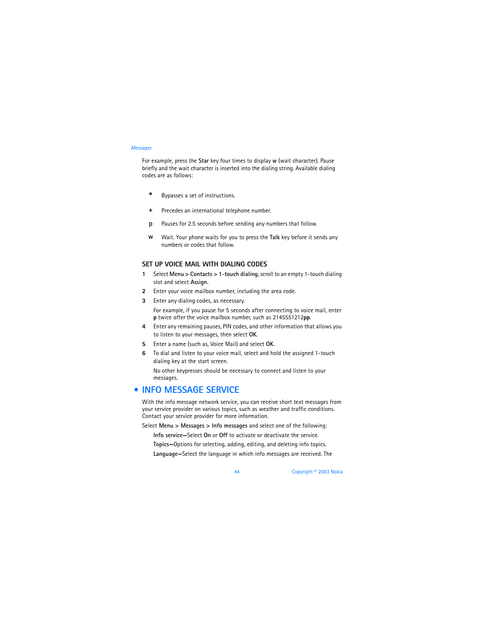 Info message service | Nokia 3100b User Manual | Page 51 / 129