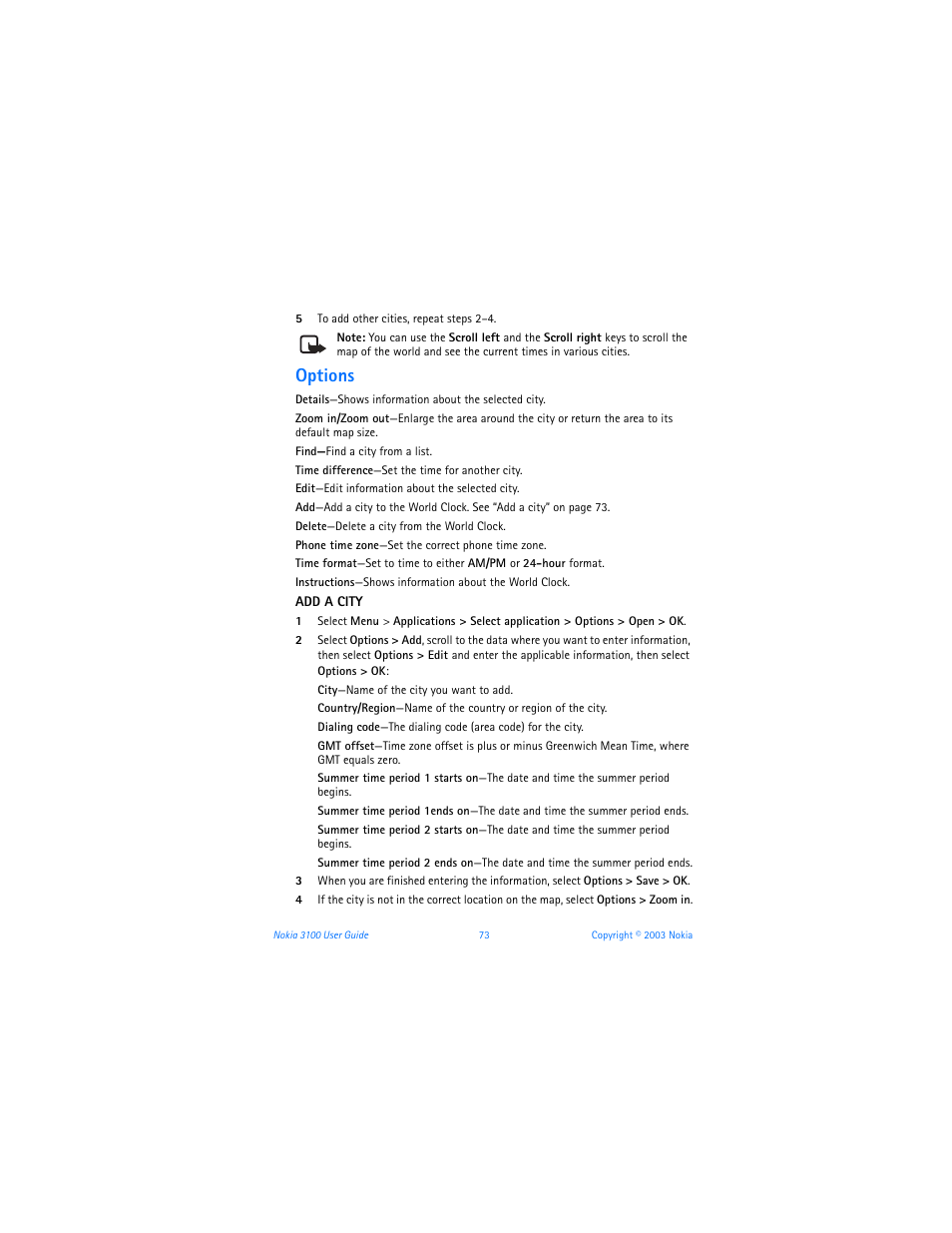 Options | Nokia 3100b User Manual | Page 80 / 129