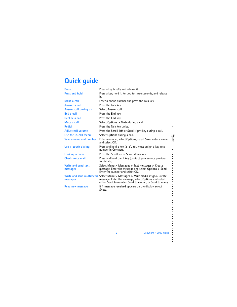 Quick guide | Nokia 3100b User Manual | Page 9 / 129