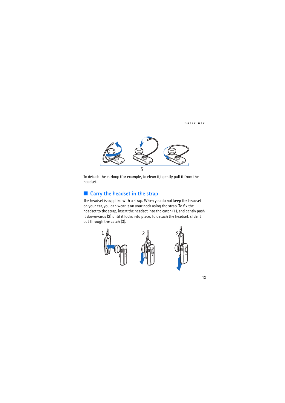 Carry the headset in the strap | Nokia BH-800 User Manual | Page 13 / 18