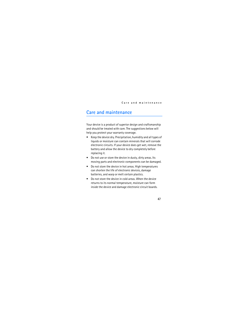 Care and maintenance | Nokia 1110i User Manual | Page 47 / 56