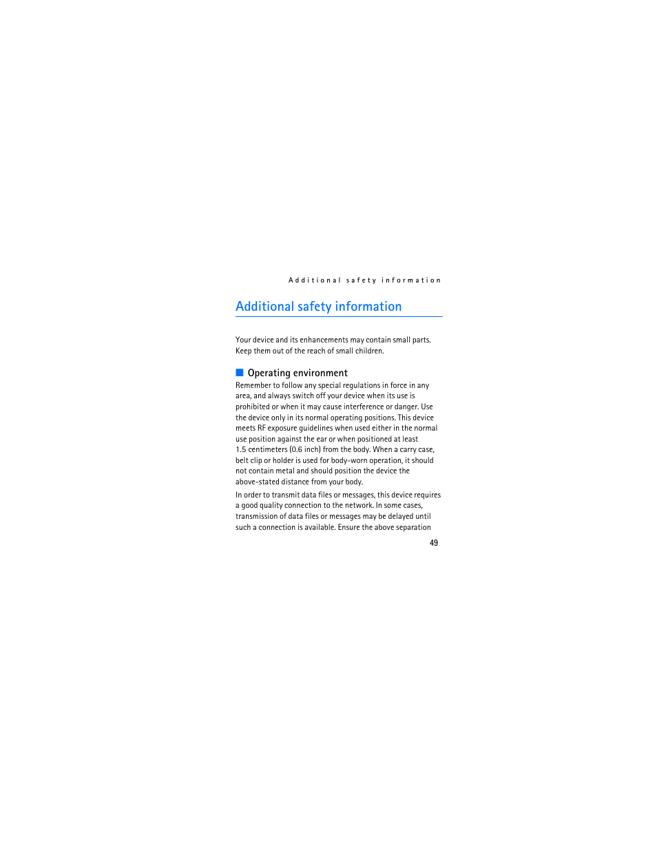 Additional safety information | Nokia 1110i User Manual | Page 49 / 56