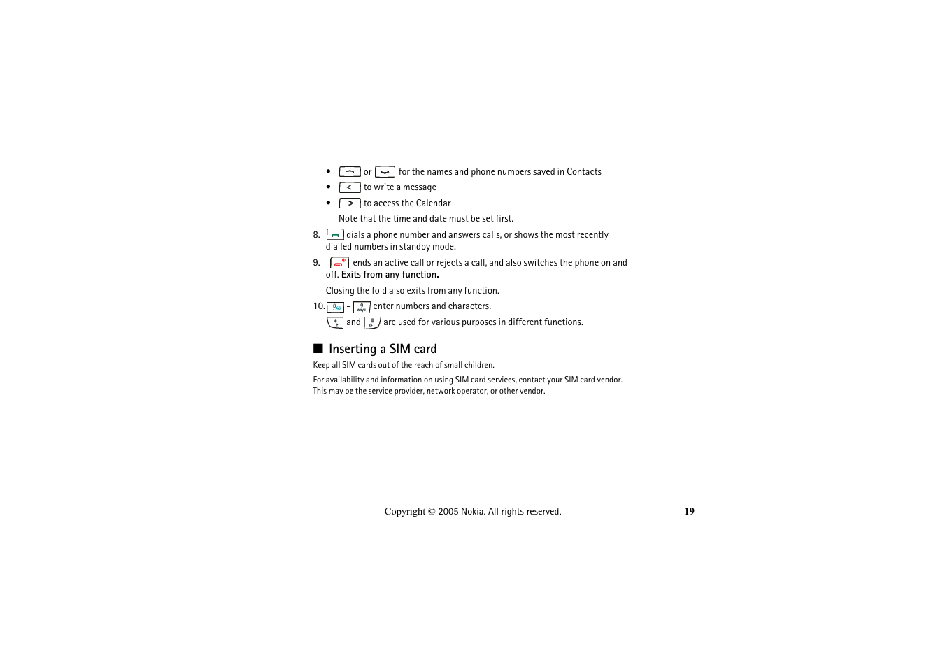 Inserting a sim card | Nokia 2652 User Manual | Page 19 / 99