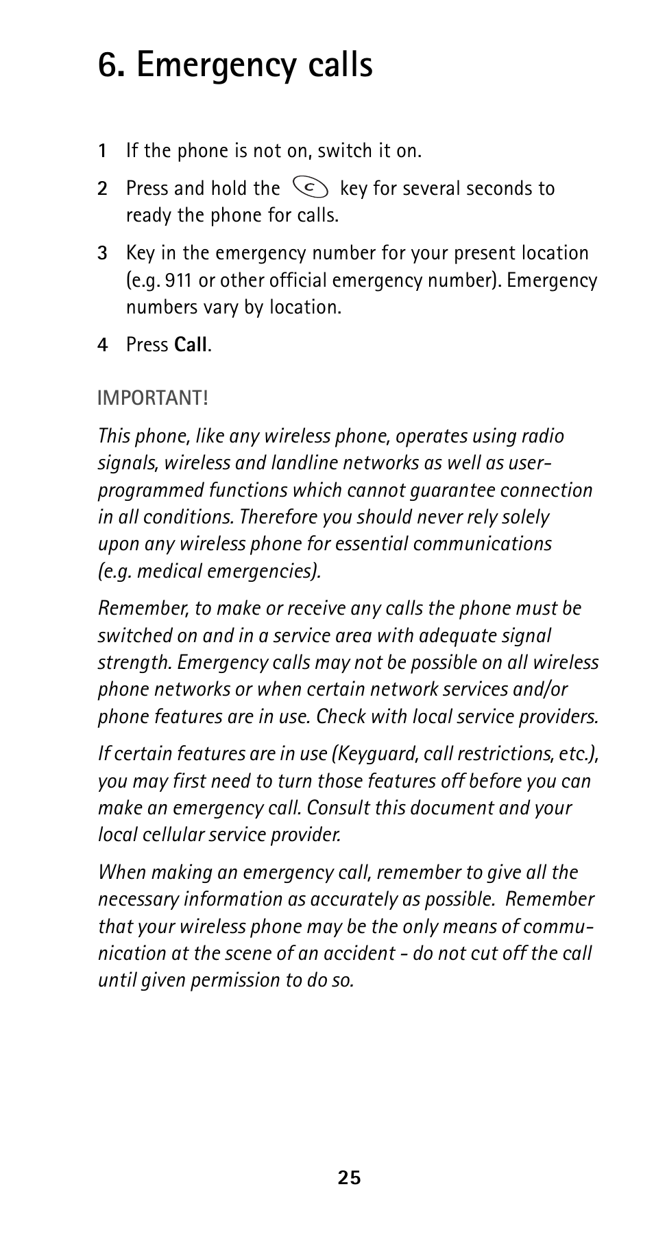 Emergency calls | Nokia 5120i User Manual | Page 32 / 85