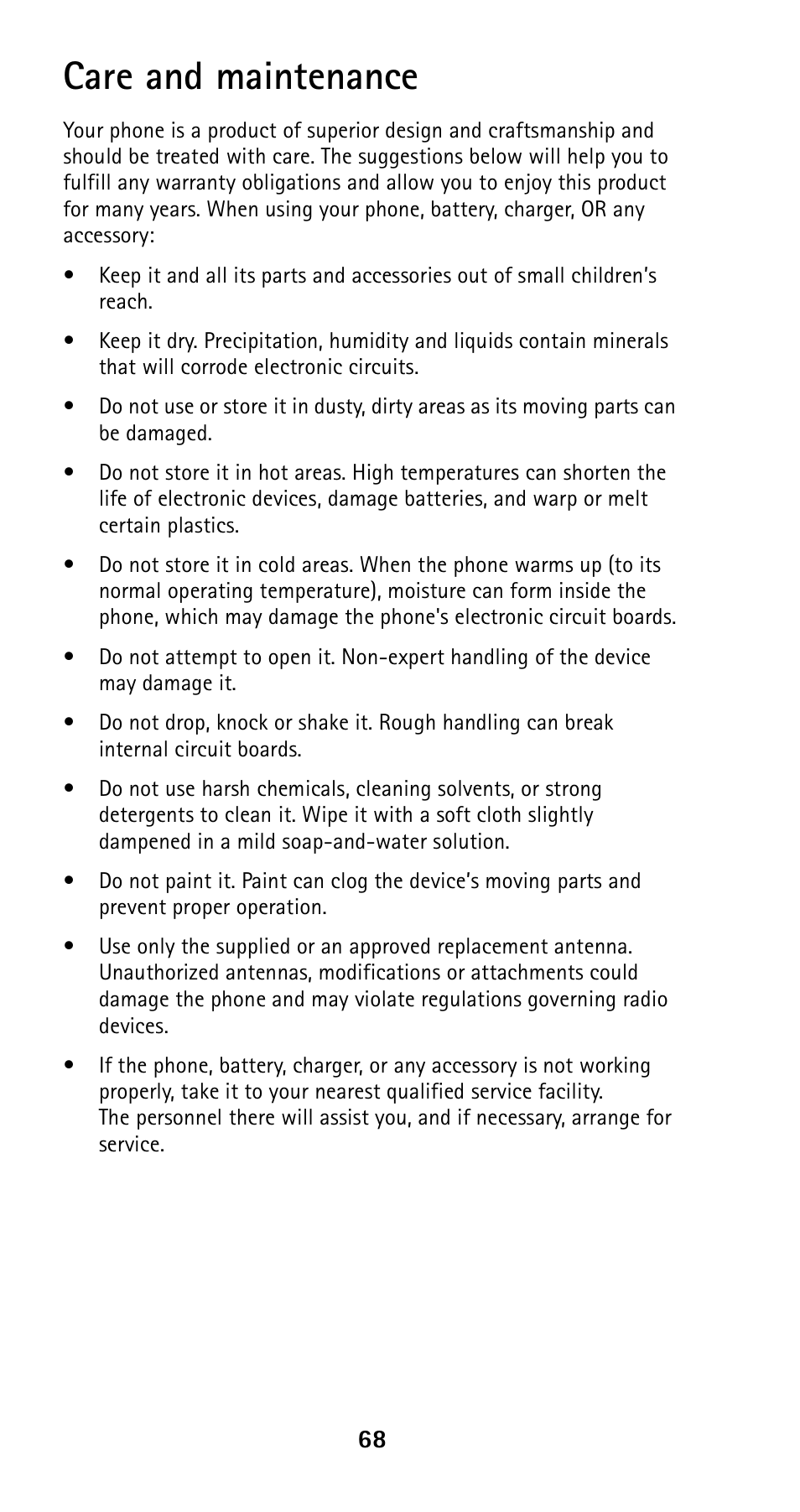Care and maintenance | Nokia 5120i User Manual | Page 75 / 85