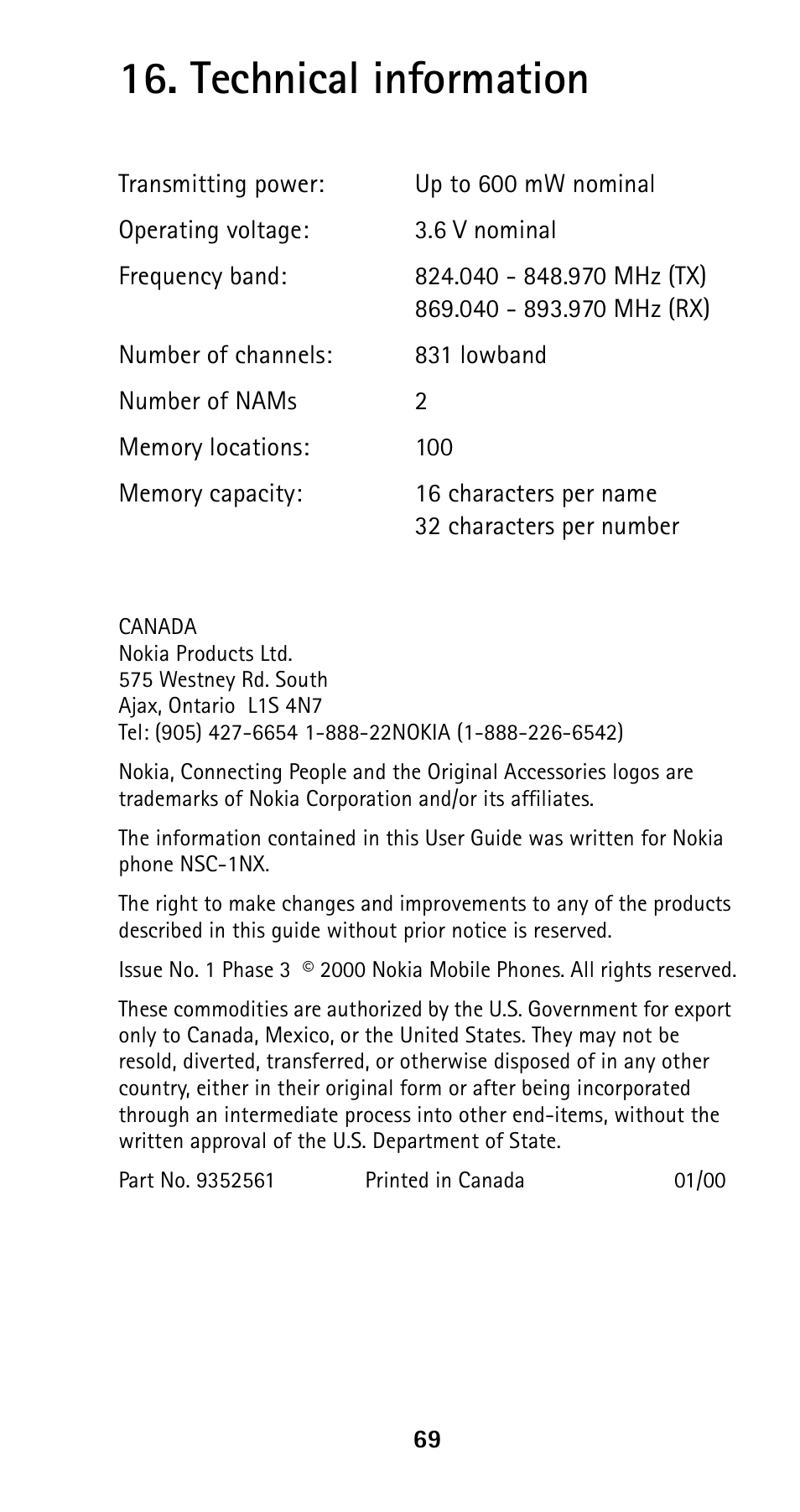 Technical information | Nokia 5120i User Manual | Page 76 / 85