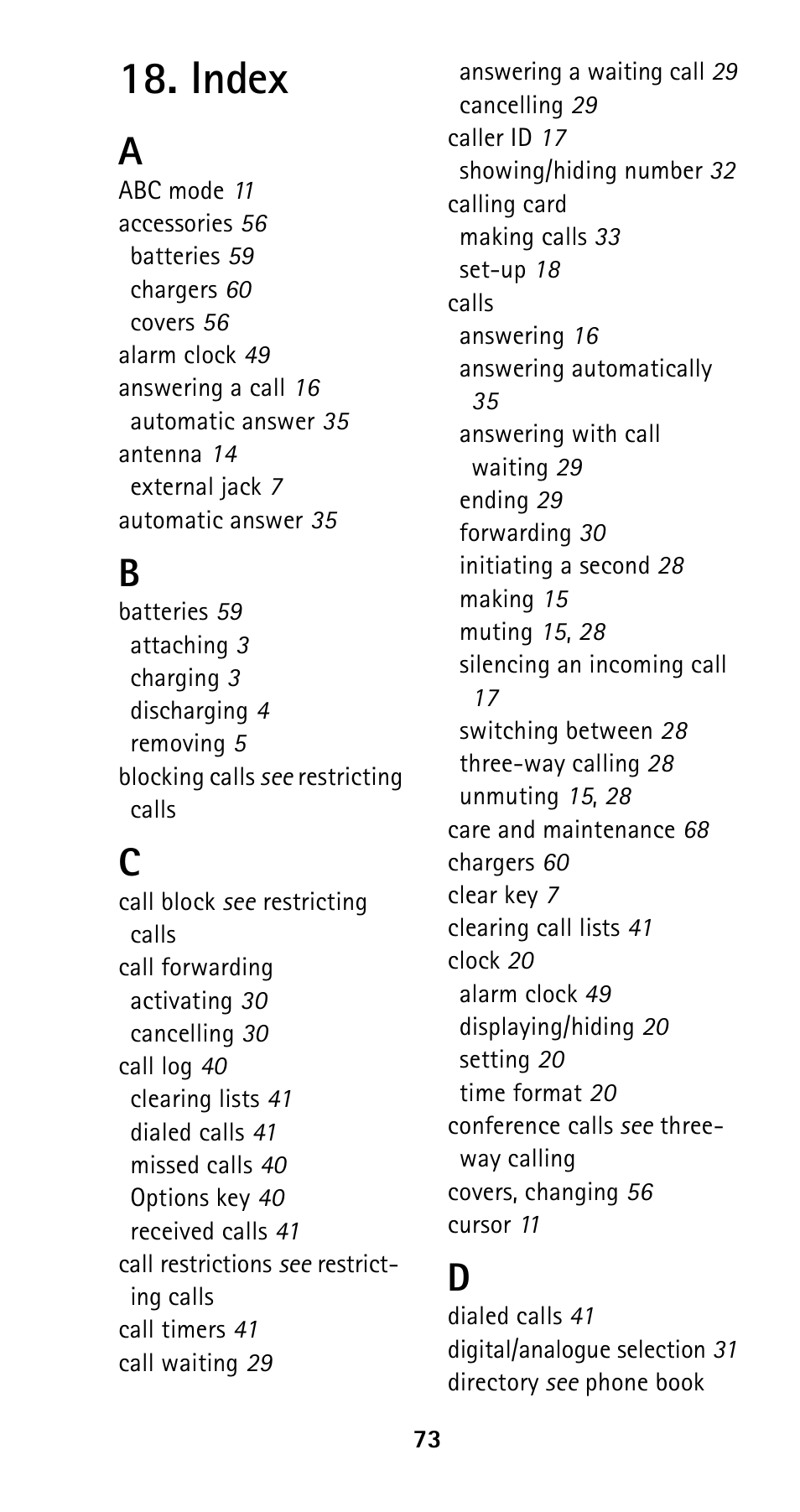 Index | Nokia 5120i User Manual | Page 80 / 85