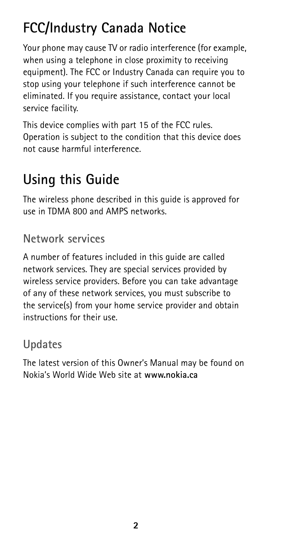 Fcc/industry canada notice, Using this guide, Fcc/industry canada notice using this guide | Nokia 5120i User Manual | Page 9 / 85