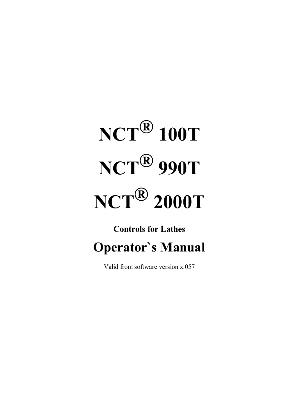 NCT Group NCT 990T User Manual | 144 pages