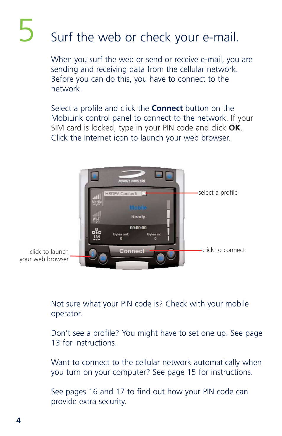 Surf the web or check your e mail | Novatel Merlin XU870 User Manual | Page 10 / 53