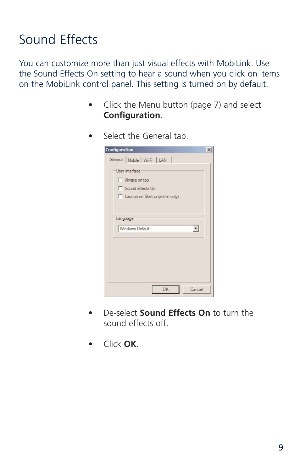 Sound effects | Novatel Merlin XU870 User Manual | Page 15 / 53