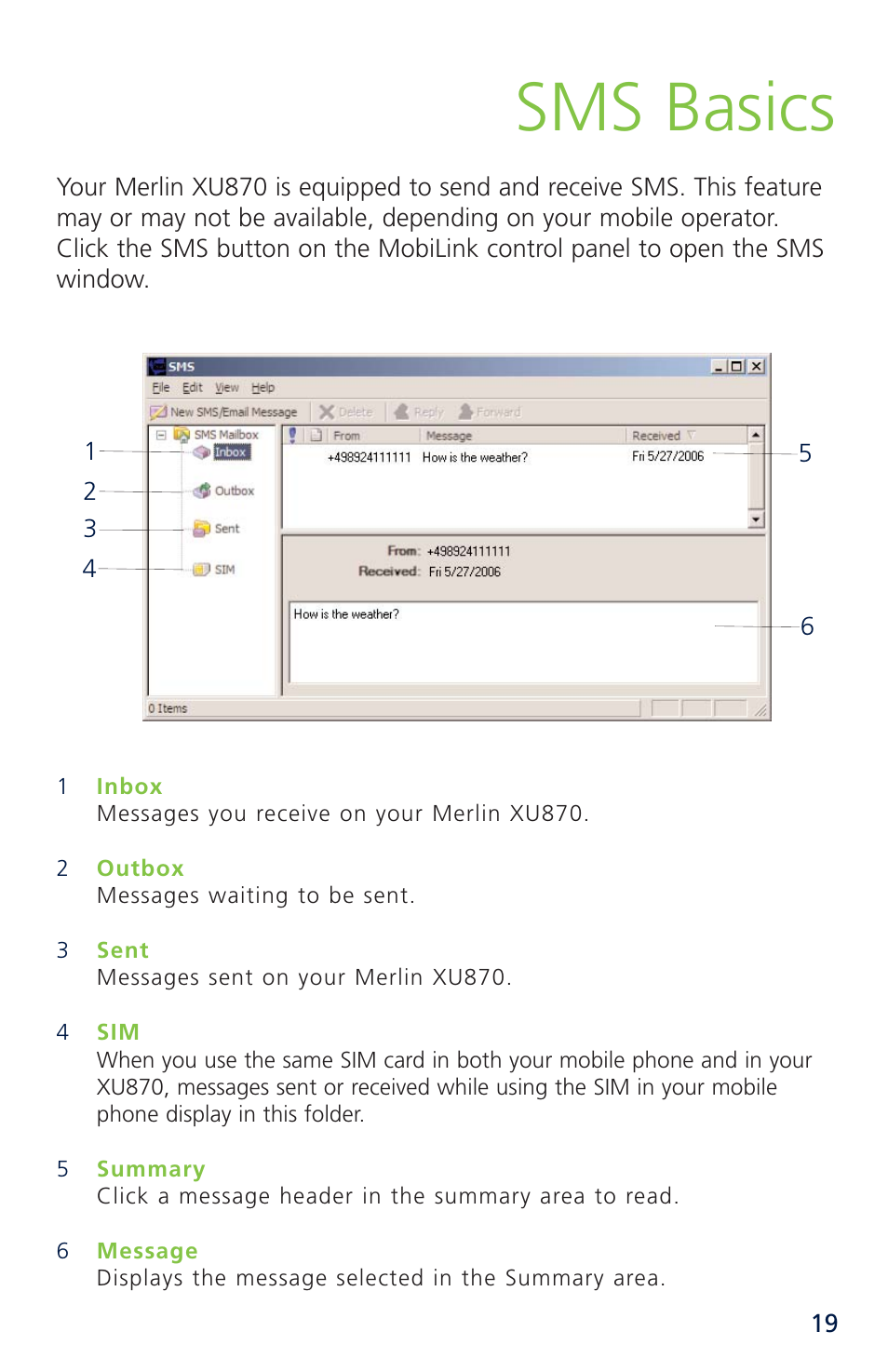 Sms basics | Novatel Merlin XU870 User Manual | Page 25 / 53