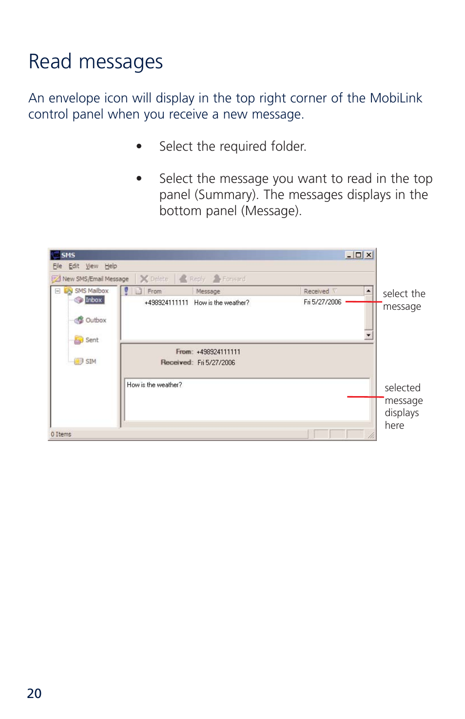 Read messages | Novatel Merlin XU870 User Manual | Page 26 / 53