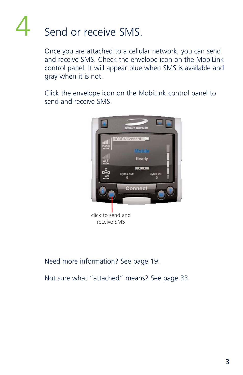 Send or receive sms | Novatel Merlin XU870 User Manual | Page 9 / 53