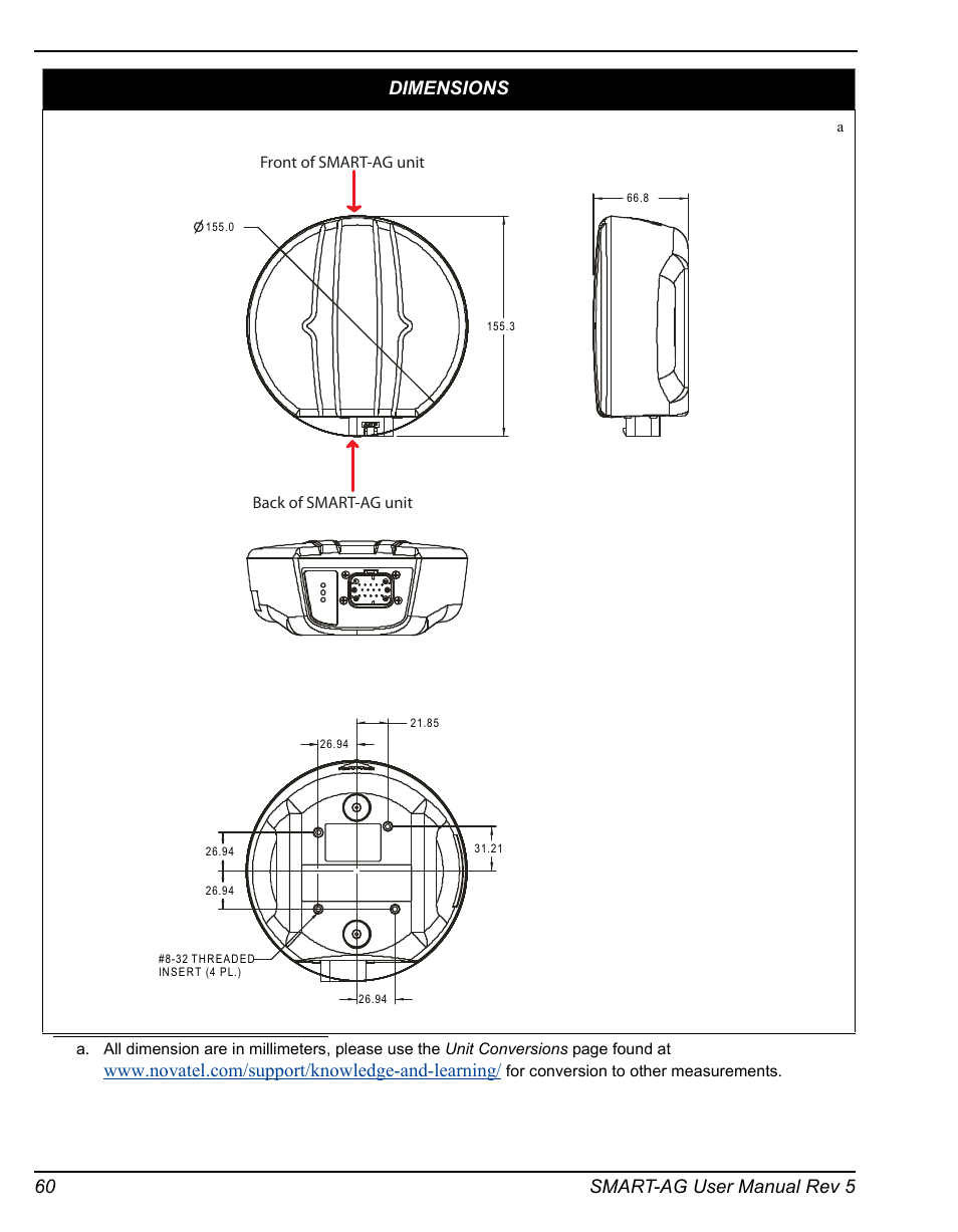 60 smart-ag user manual rev 5 dimensions | Novatel GNSS Receiver and Antenna SMART-AG User Manual | Page 60 / 92