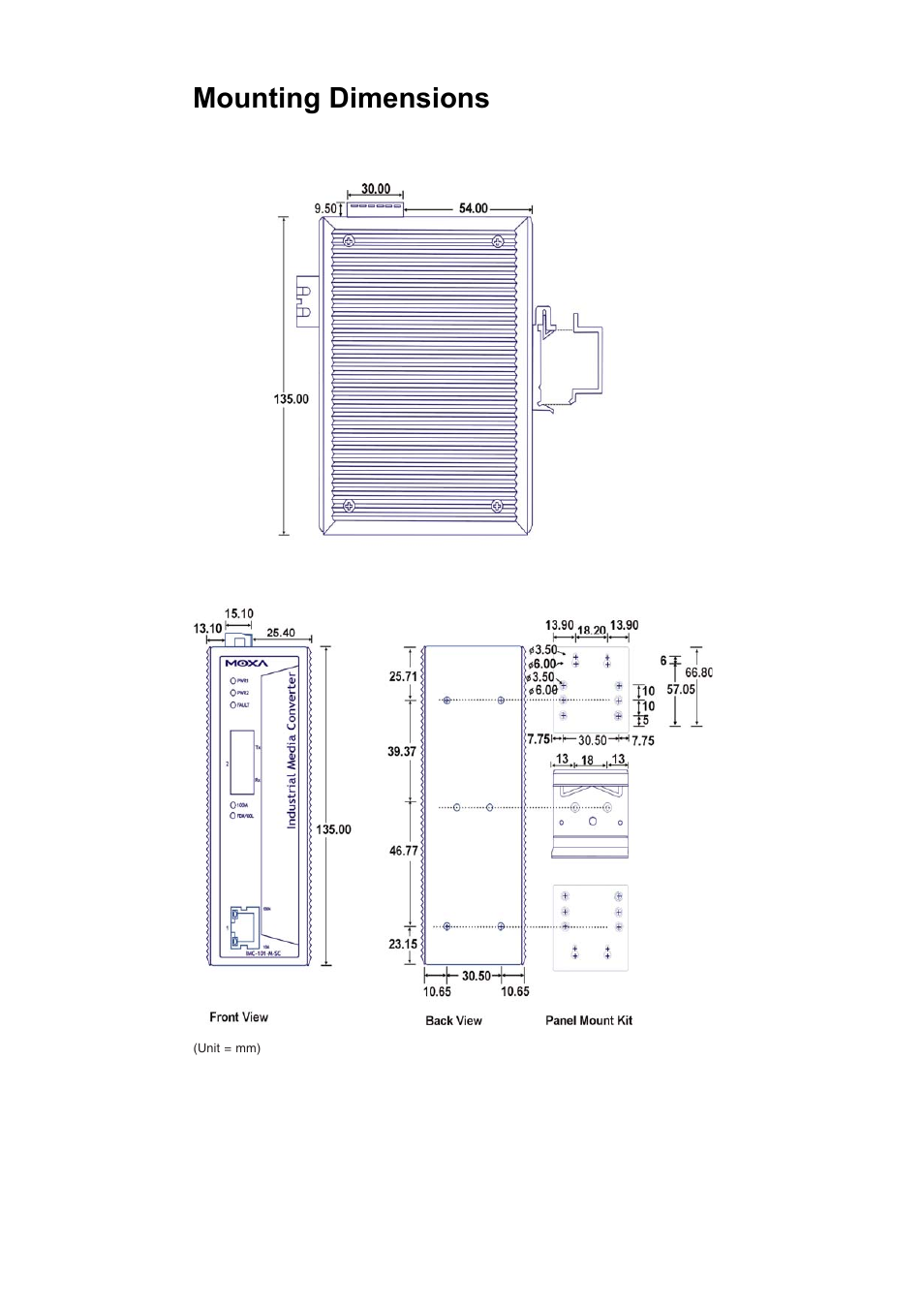 Din-rail mounting, Mounting dimensions | TREND IMC-101 User Manual | Page 7 / 19