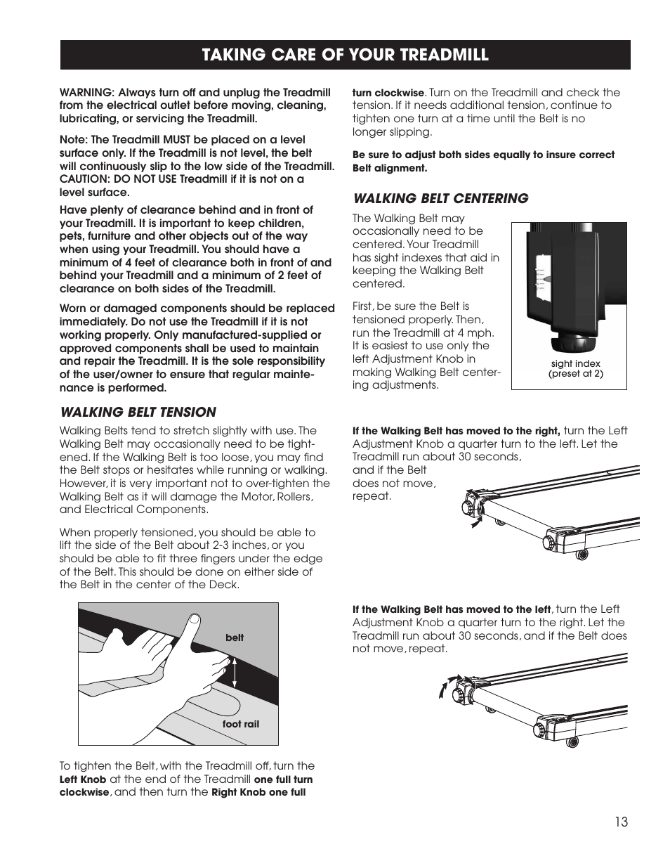 Taking care of your treadmill | New Balance 1500 User Manual | Page 14 / 35