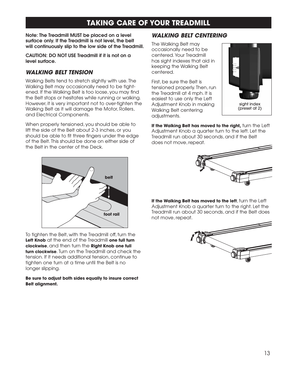 Taking care of your treadmill | New Balance 1800 User Manual | Page 14 / 35