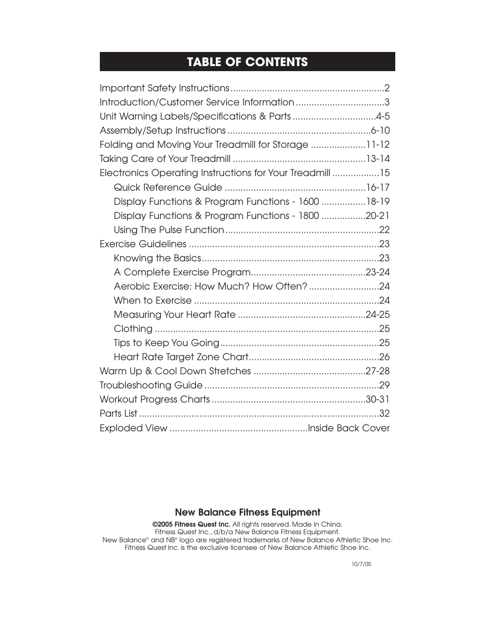 New Balance 1800 User Manual | Page 2 / 35