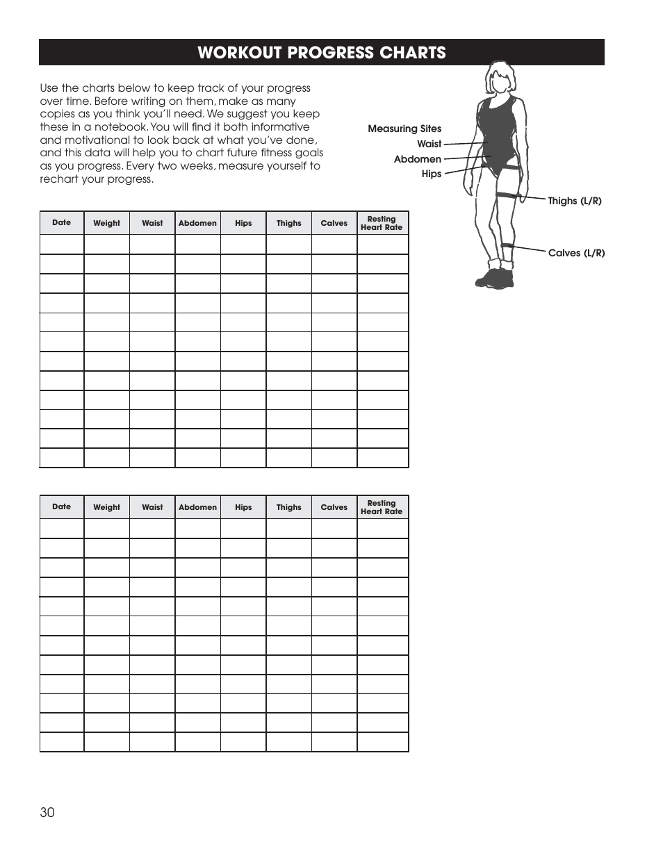 Workout progress charts | New Balance 1800 User Manual | Page 31 / 35