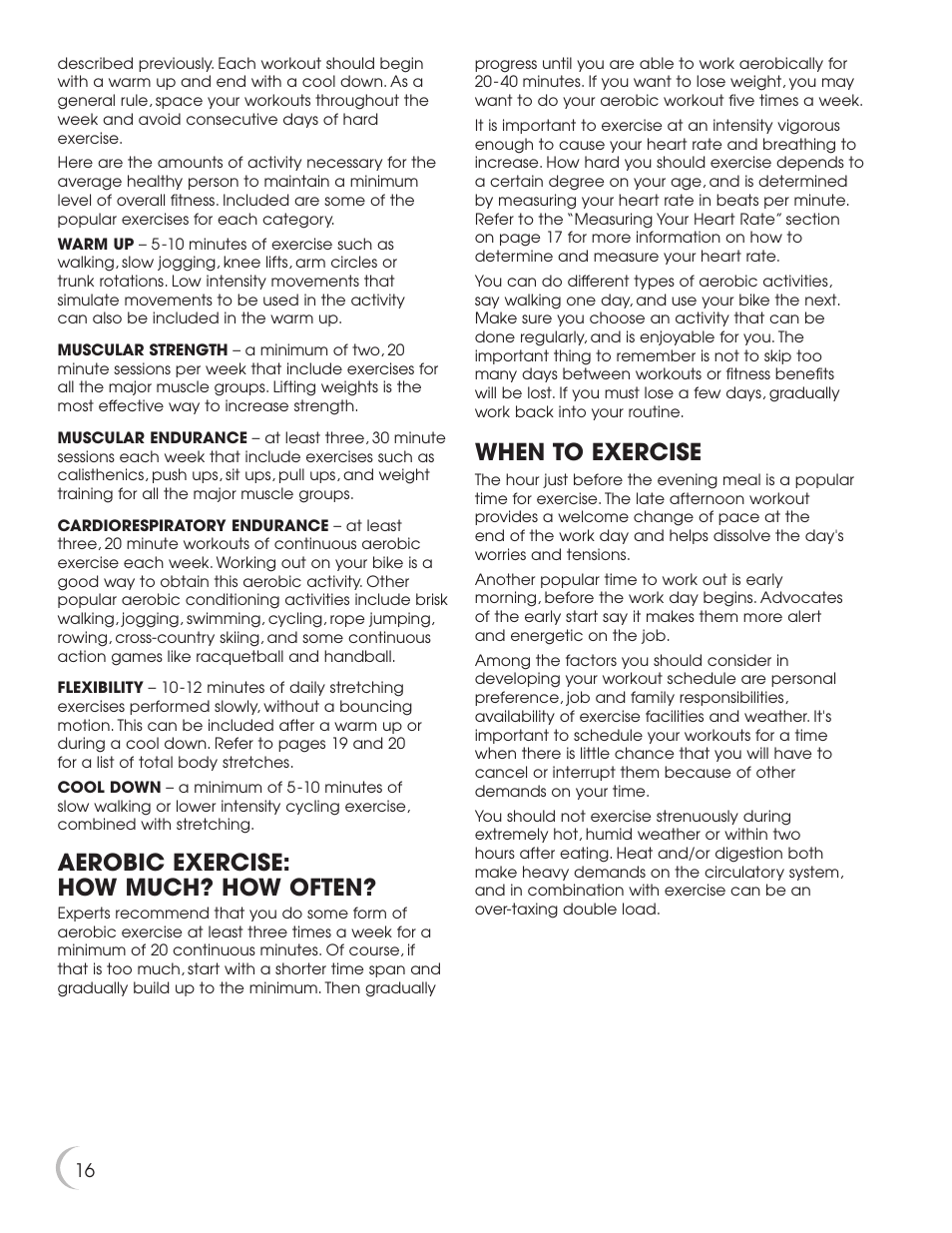 Aerobic exercise: how much? how often, When to exercise | New Balance 5K 5100 User Manual | Page 17 / 26