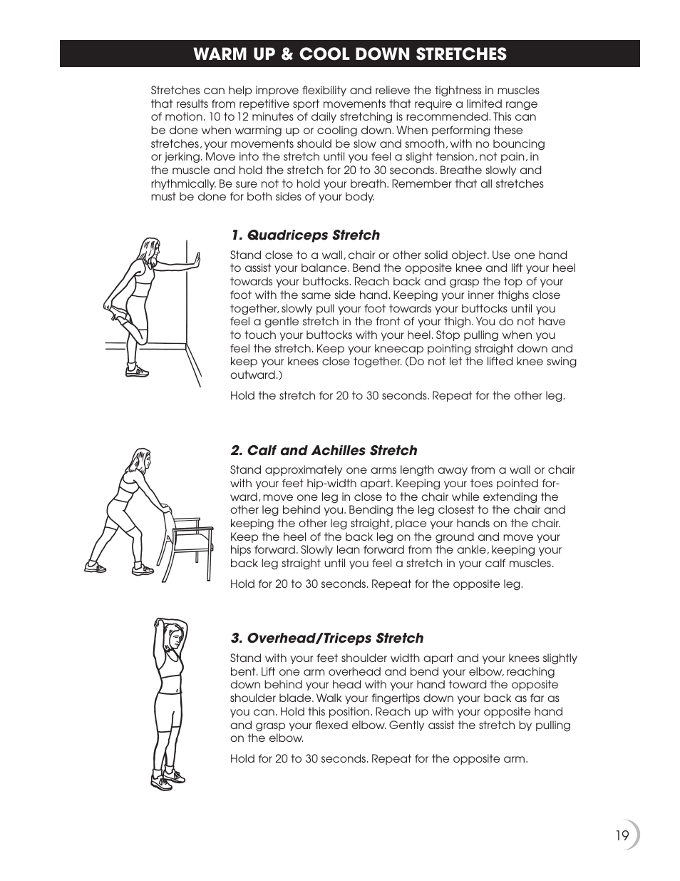 Warm up & cool down stretches | New Balance 5K 5100 User Manual | Page 20 / 26