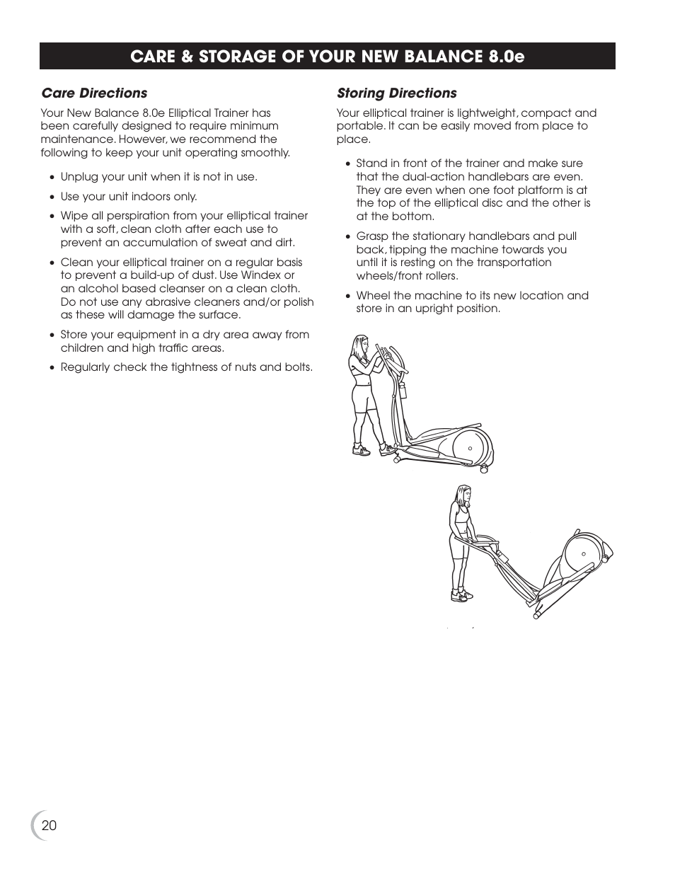 Care & storage of your new balance 8.0e | New Balance 8.0e User Manual | Page 21 / 26