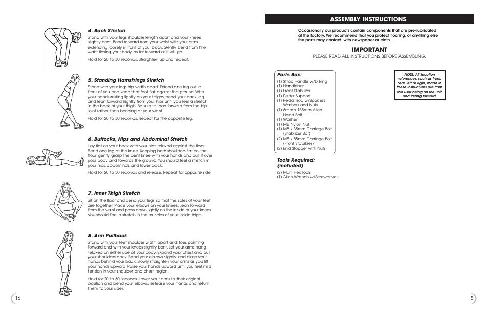 Assembly instructions important | New Balance 3300 User Manual | Page 6 / 11