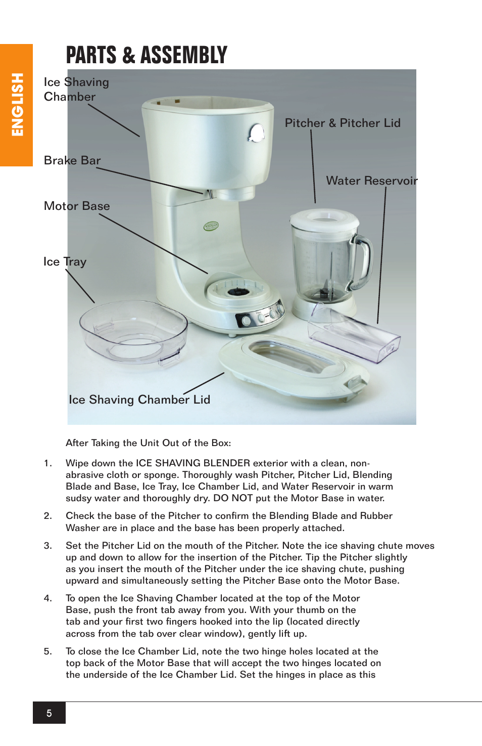 Parts & assembly, English | Nostalgia Electrics MARGARITA OASIS MOS-400 User Manual | Page 7 / 14