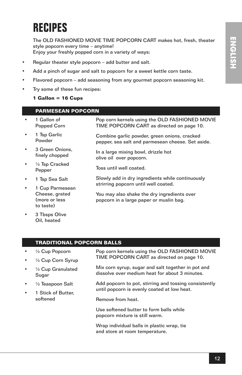 Recipes, English | Nostalgia Electrics CCP200 User Manual | Page 14 / 44