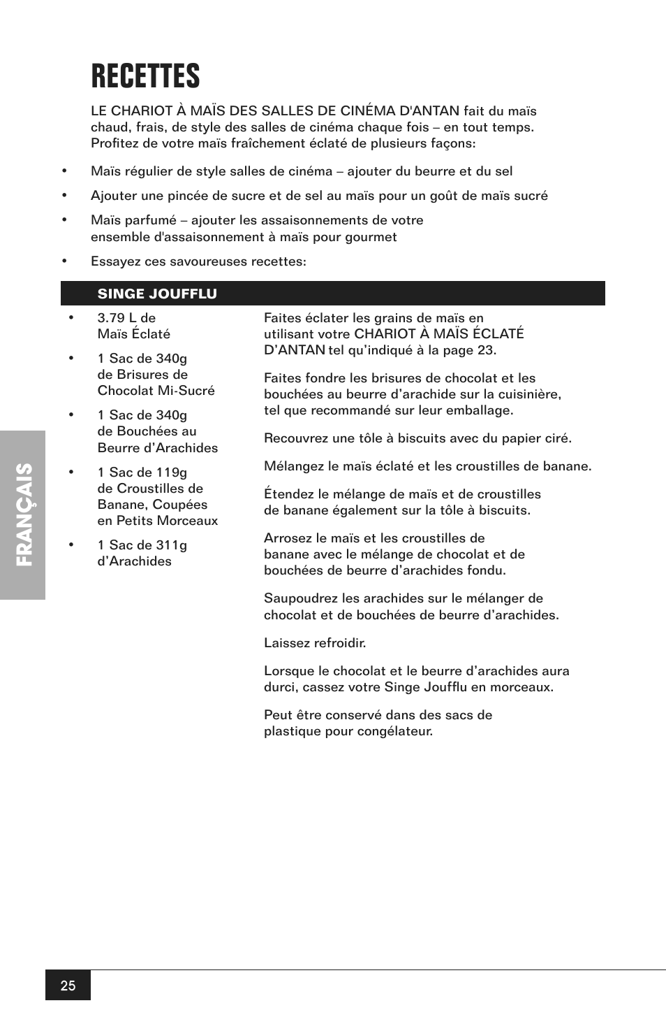 Recettes, Français | Nostalgia Electrics CCP200 User Manual | Page 27 / 44