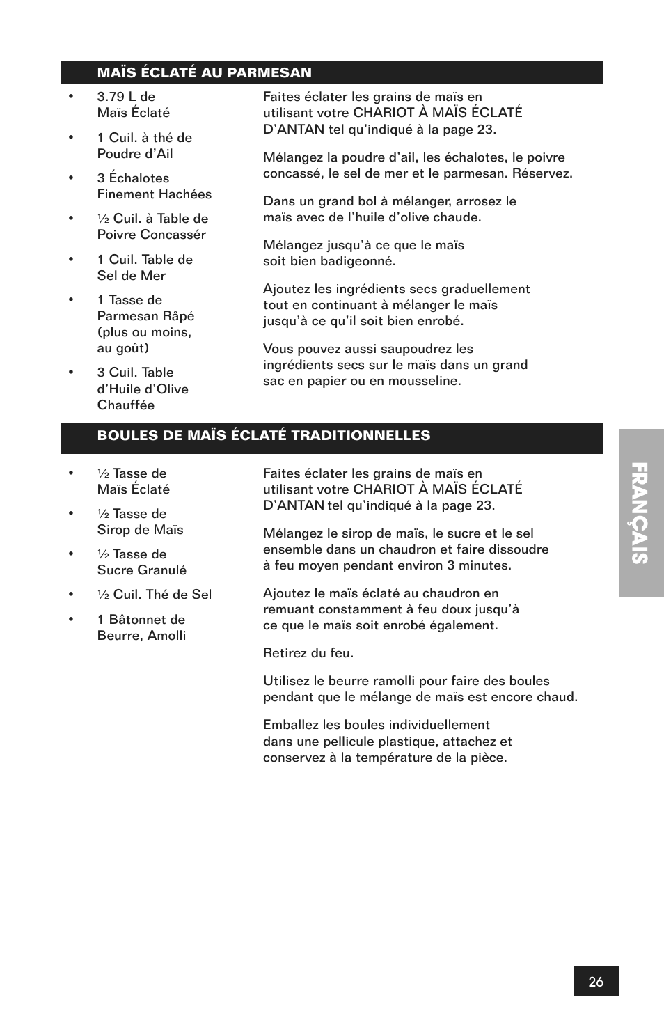 Français | Nostalgia Electrics CCP200 User Manual | Page 28 / 44