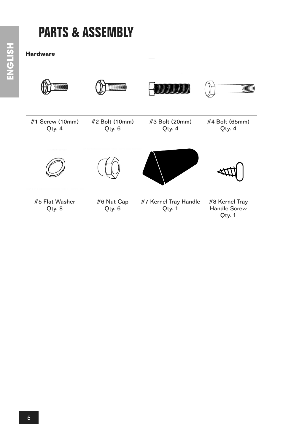 Parts & assembly, English | Nostalgia Electrics CCP200 User Manual | Page 7 / 44