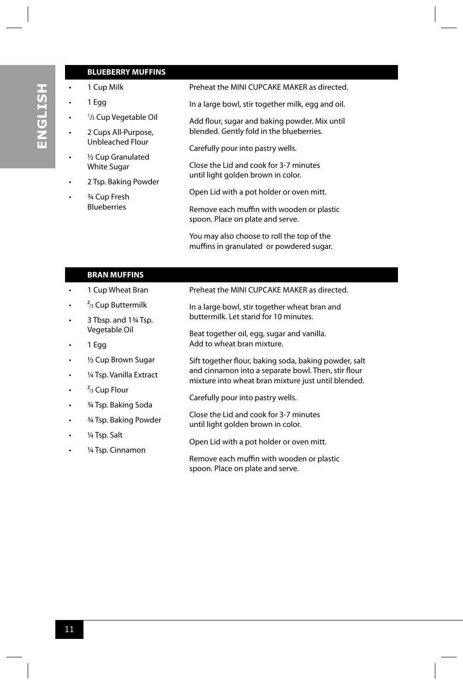 En g li s h | Nostalgia Electrics CKM100 User Manual | Page 13 / 42