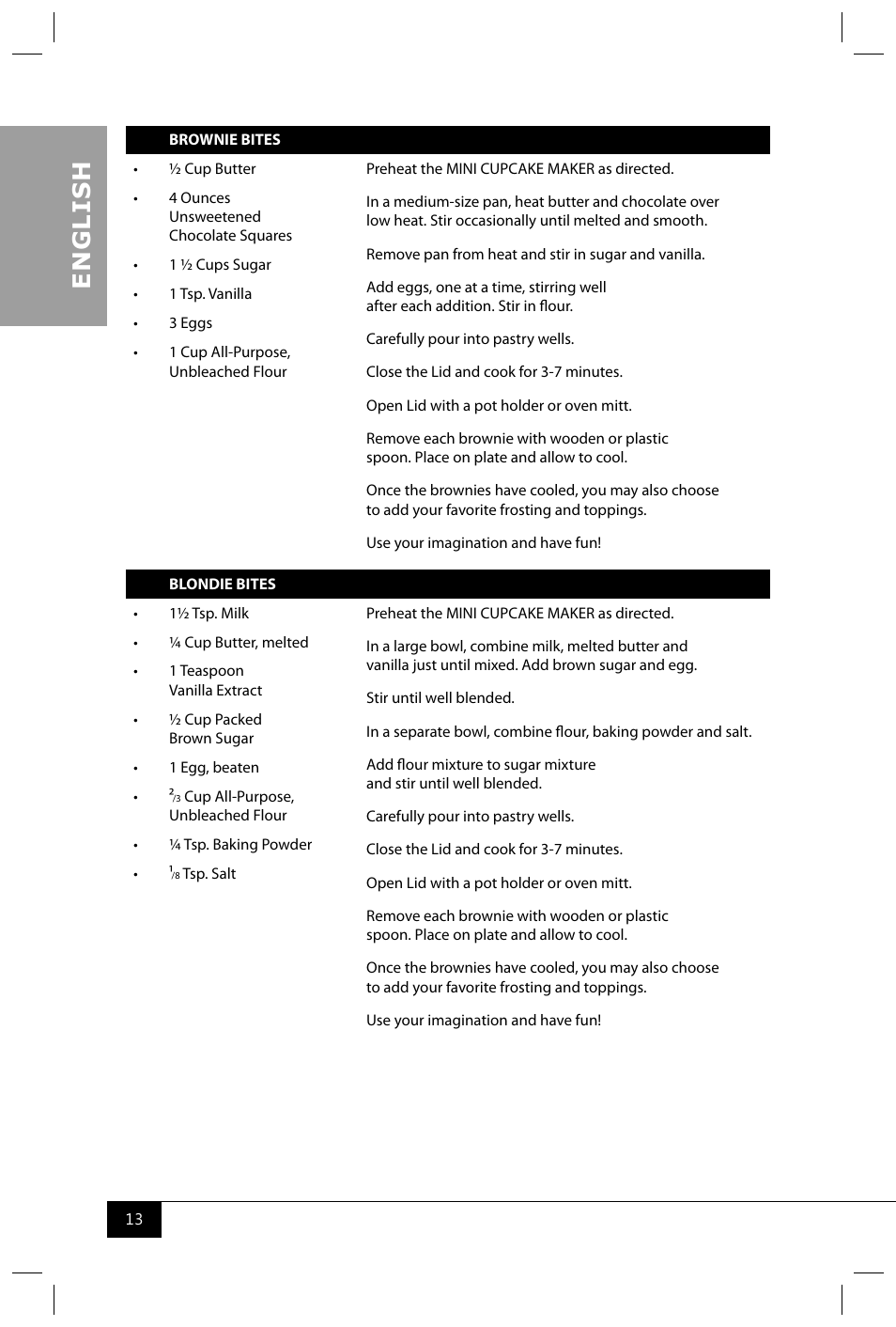 En g li s h | Nostalgia Electrics CKM100 User Manual | Page 15 / 42