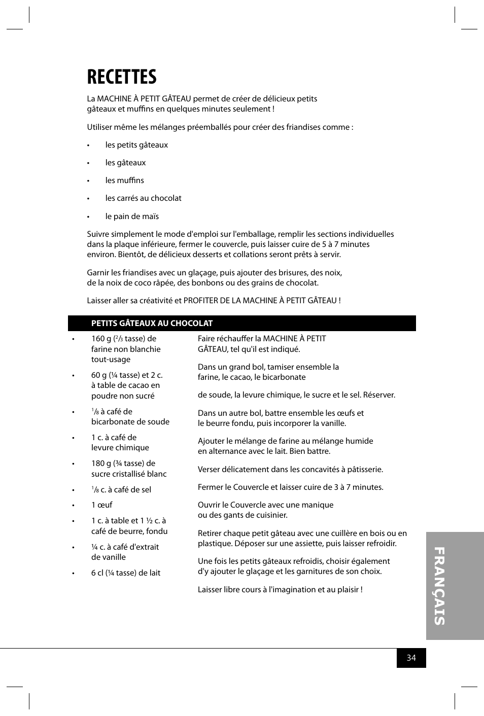 Recettes | Nostalgia Electrics CKM100 User Manual | Page 36 / 42