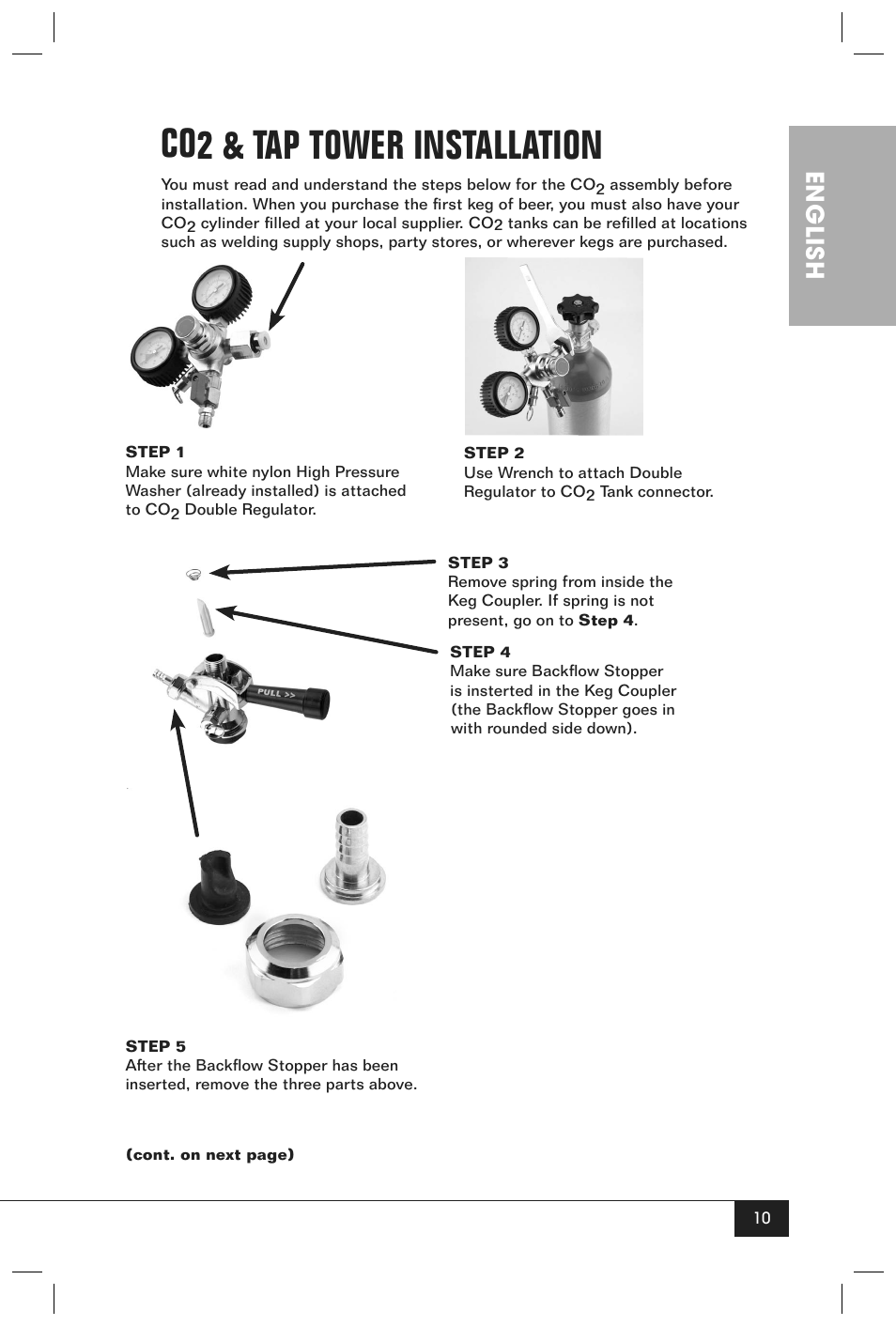 Co2 & tap tower installation, English | Nostalgia Electrics KRS-2150 User Manual | Page 12 / 20