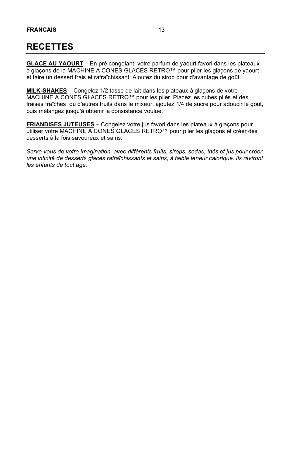 Recettes | Nostalgia Electrics Vintage SCM-802 User Manual | Page 14 / 16