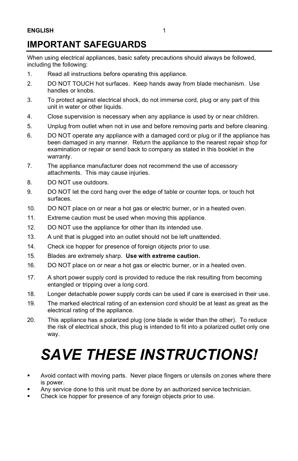 Save these instructions, Important safeguards | Nostalgia Electrics Vintage SCM-802 User Manual | Page 2 / 16