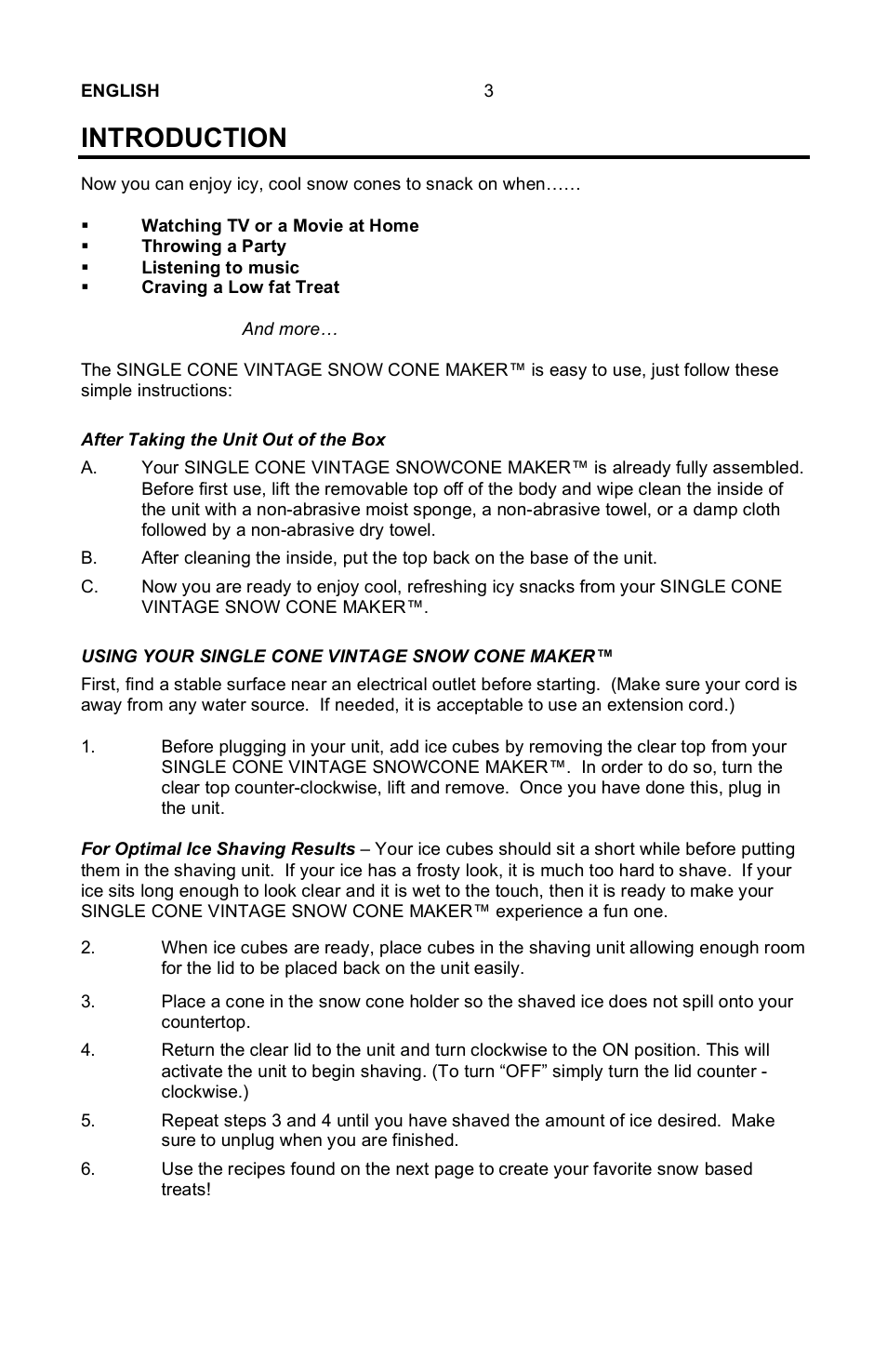 Introduction | Nostalgia Electrics Vintage SCM-802 User Manual | Page 4 / 16