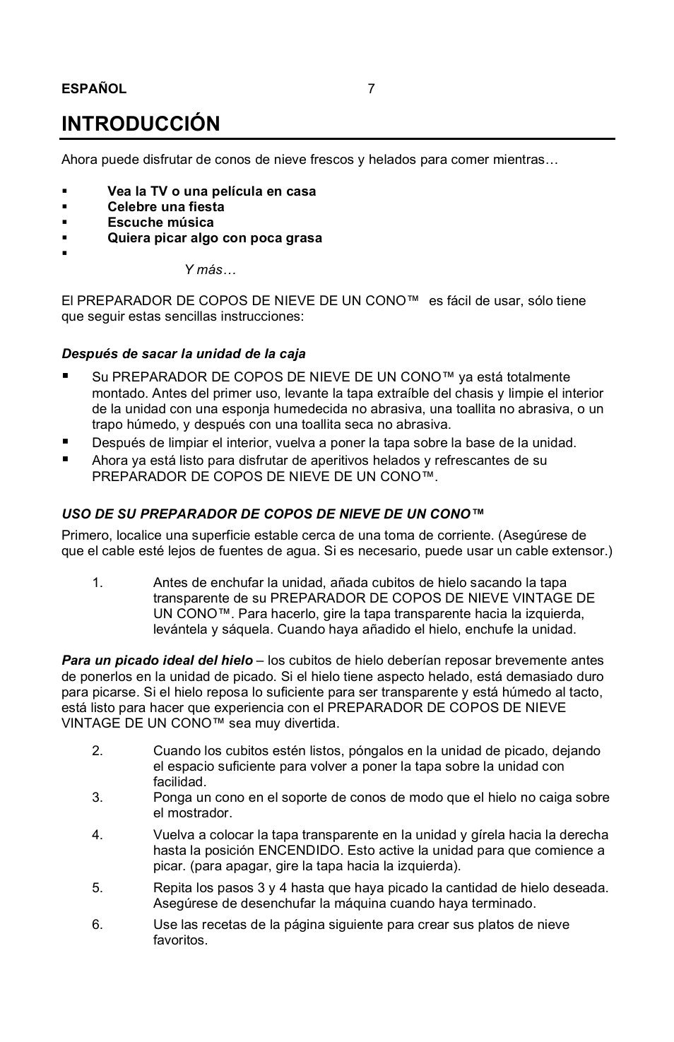 Introducción | Nostalgia Electrics Vintage SCM-802 User Manual | Page 8 / 16