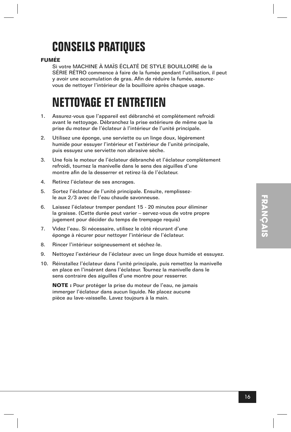 Conseils pratiques, Nettoyage et entretien, Français | Nostalgia Electrics RKP630SERIES User Manual | Page 18 / 32