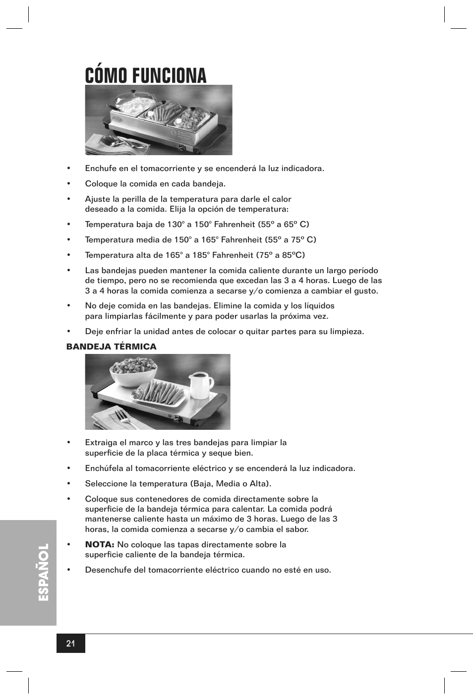 Cómo funciona, Esp añol | Nostalgia Electrics BCD - 332 User Manual | Page 23 / 26