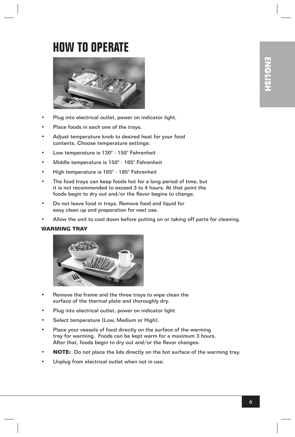 How to operate, English | Nostalgia Electrics BCD - 332 User Manual | Page 8 / 26