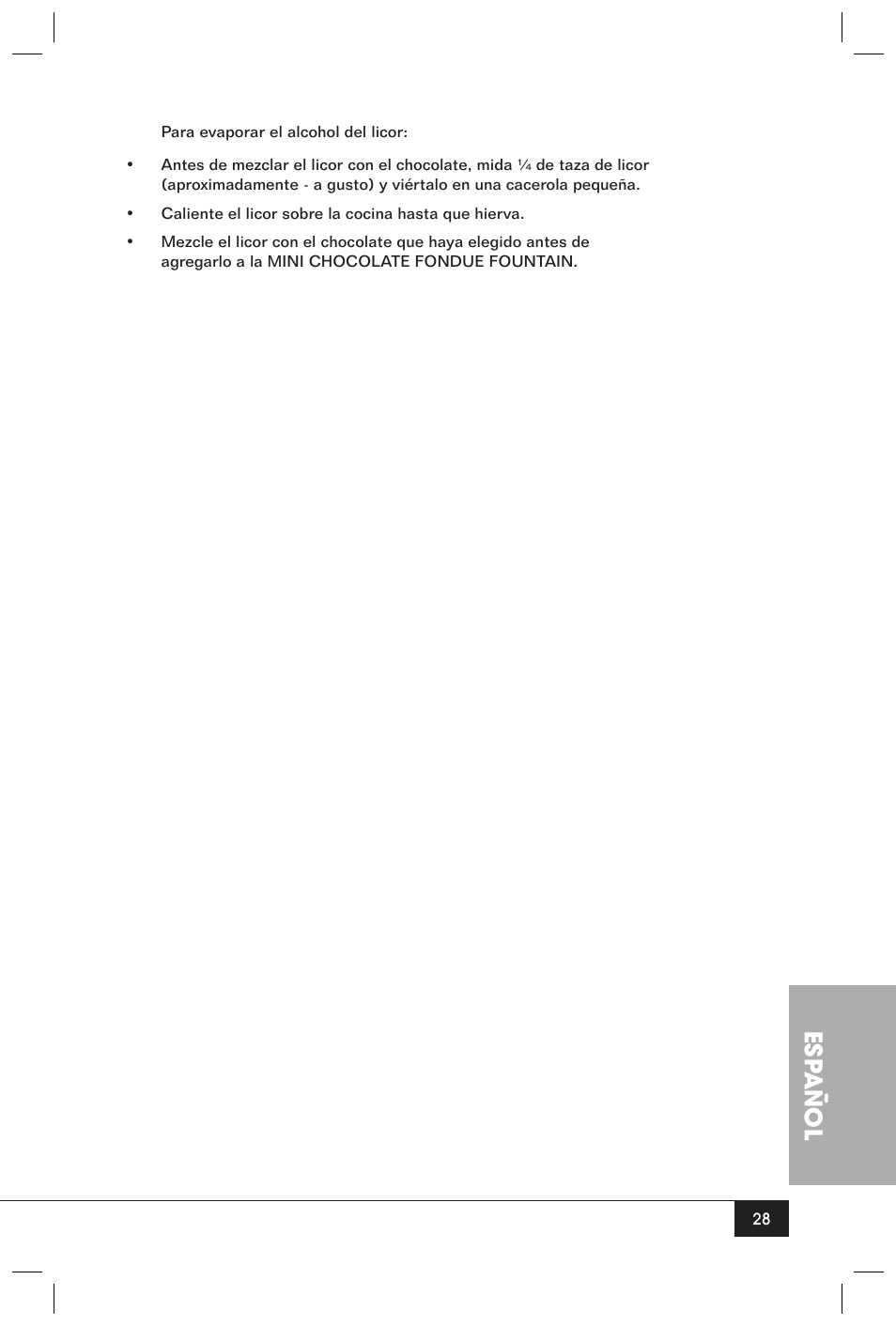 Esp añol | Nostalgia Electrics CFF-965 User Manual | Page 30 / 32