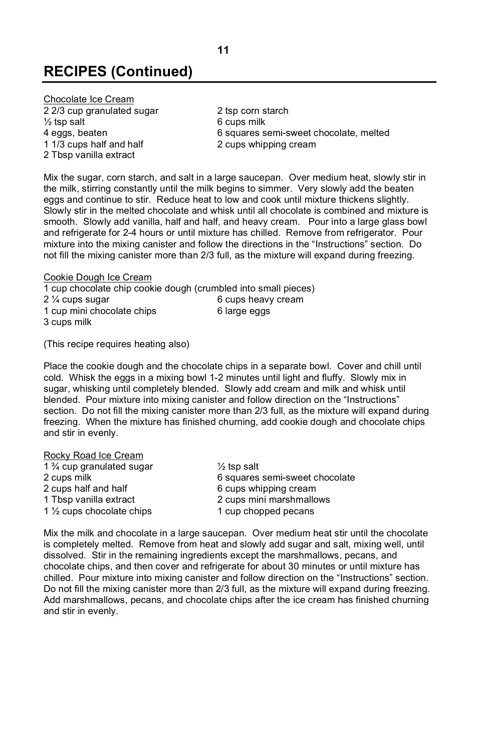 Recipes (continued) | Nostalgia Electrics DOUBLE FLAVOR ICE CREAM MAKER DFIM-SERIES User Manual | Page 12 / 15
